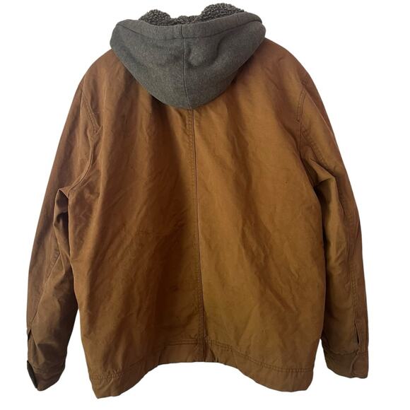 American Eagle Sherpa Lined Hooded Workwear Jacket Chore Coat Mens XL Brown - Picture 6 of 14